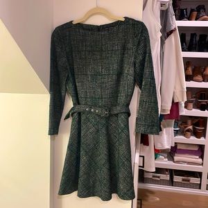 Zara Mini Tweed Green Dress with Belt